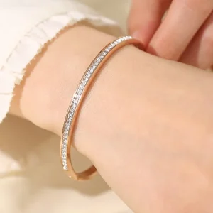 Rose Gold Stainless Steel Bangle for Women Feminine Fashion Bracelet