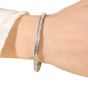 Shiny Silver Stainless Steel Bangle for Women Dainty Fashion Jewelry