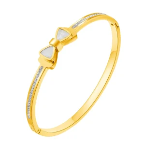 Gold Stainless Steel Bangle Bracelet for Women Elegant Fashion Jewelry