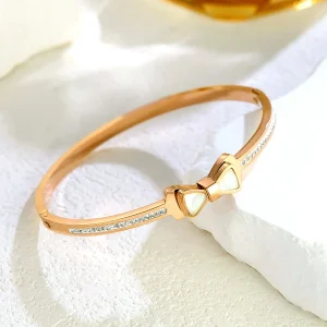 Women's Rose Gold Stainless Steel Bangle Bracelet Delicate Daily Wear