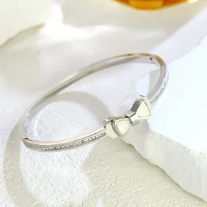 Silver Stainless Steel Bangle Bracelet for Women Classic Timeless Jewelry