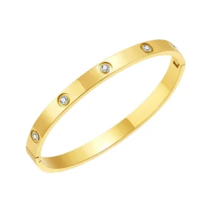 Timeless Elegance Cubic Zircon Stainless Steel Bangle for Women Classic Piece