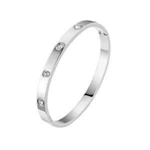 Women's Silver Tone Stainless Steel Bangle Elegant Everyday Bracelet