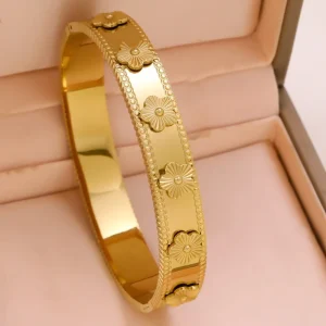 18K Gold Plated Stainless Steel Bangle for Women Anti-Tarnish Bracelet