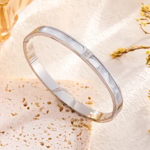 Mirror Polished Stainless Steel Bangle for Women Silver Tone Jewelry