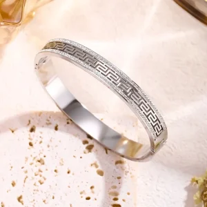 Smooth Silver Stainless Steel Bangle Bracelet for Ladies Daily Wear