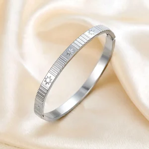 Plain Stainless Steel Silver Bangle for Women Versatile Basic Jewelry