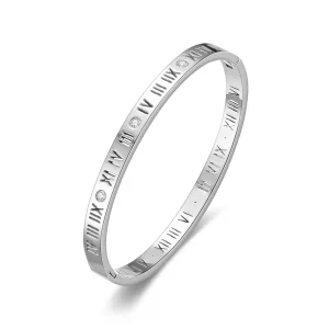 Satin Brushed Stainless Steel Bangle for Women Shiny Finish Bracelet