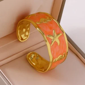 Gold Plated Stainless Steel Cuff Bangle for Women Modern Bold Style