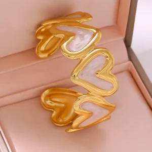 Stainless Steel Heart Design Bangle for Best Friend BFF Matching Bracelet