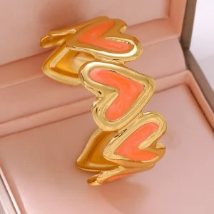 Wide Gold Stainless Steel Bangle for Women Stackable Delicate Bracelet