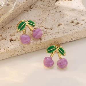 IP Gold Plated Stainless Steel Stud Earrings for Women Fashion Jewelry