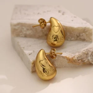 Vintage Gold Stud Earrings for Women Stainless Steel Retro Classic
