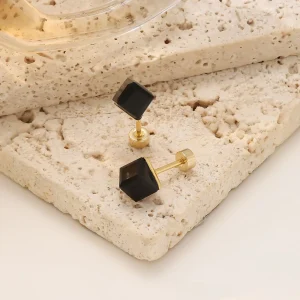 Tiny CZ Stud Earrings Gold Plated Stainless Steel for Women Dainty