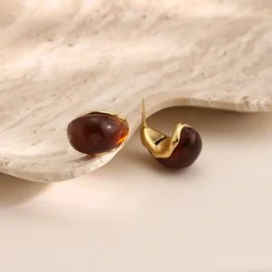 Glamorous Gold Stud Earrings for Women Stainless Steel Party Evening