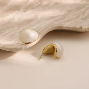 Trendy Gold Stud Earrings for Women Stainless Steel Fashion Forward