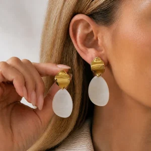 Designer Inspired Gold Stud Earrings Stainless Steel for Women Chic