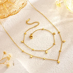18K Gold Tone Stainless Steel Jewelry Gift Set for Her