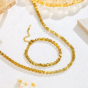 Stainless Steel New Trending Chain Bracelet Necklace Set
