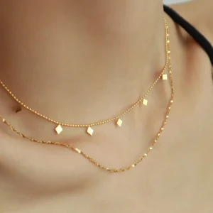 Tarnish Free Stainless Steel Gold Necklace Womens Fashion Jewelry Gift