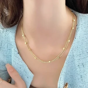 Gold Plated Stainless Steel Snake Chain Necklace For Women Fashion