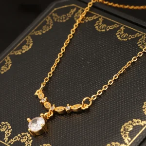 Stainless Steel Gold Plated Layered Necklace Womens Trendy Jewelry