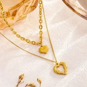 Simple Gold Plated Stainless Steel Chain Necklace For Women