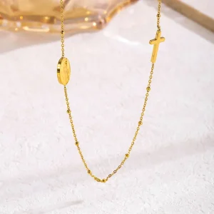 Fashion Gold Plated Stainless Steel Cable Chain Necklace Women