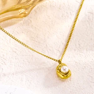 Gold Stainless Steel Paperclip Chain Necklace Plated For Women