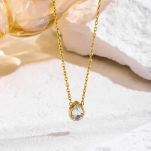 Elegant Gold Stainless Steel Necklace Plated For Women Party
