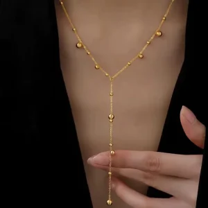 Stainless Steel Vacuum Gold Plated Pendant Necklace Womens Jewelry