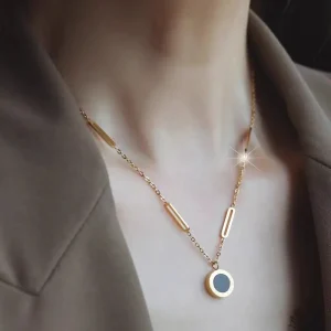 Gold Stainless Steel Cuban Link Necklace Plated Womens Jewelry