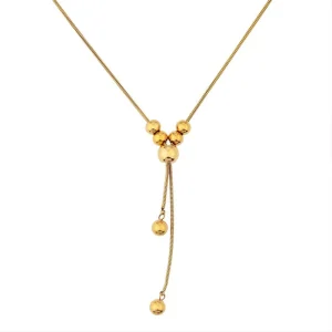 Stainless Steel Gold Plated Key Pendant Necklace Womens Jewelry
