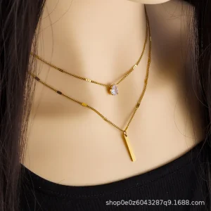 Gold Plated Stainless Steel Anchor Necklace For Women Fashion