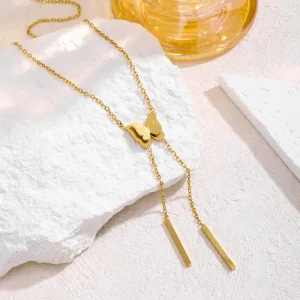 Stainless Steel Gold Plated Crown Pendant Necklace For Women