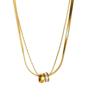 Gold Plated Stainless Steel Toggle Necklace Womens Jewelry